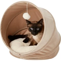 Frisco Foldable Canopy Cat Bed, Sandy Beige -Pet Cat Supplies Shop 140164 PT4. AC SS1800 V1565383626