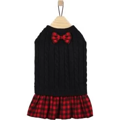 Frisco Plaid Cable Knit Dog & Cat Sweater Dress -Pet Cat Supplies Shop 223739 PT4. AC SS1800 V1659727010