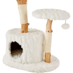Frisco Natural Wood Modern Cat Tree With Toy, Ivory, Large -Pet Cat Supplies Shop 236563 PT5. AC SS1800 V1615989095