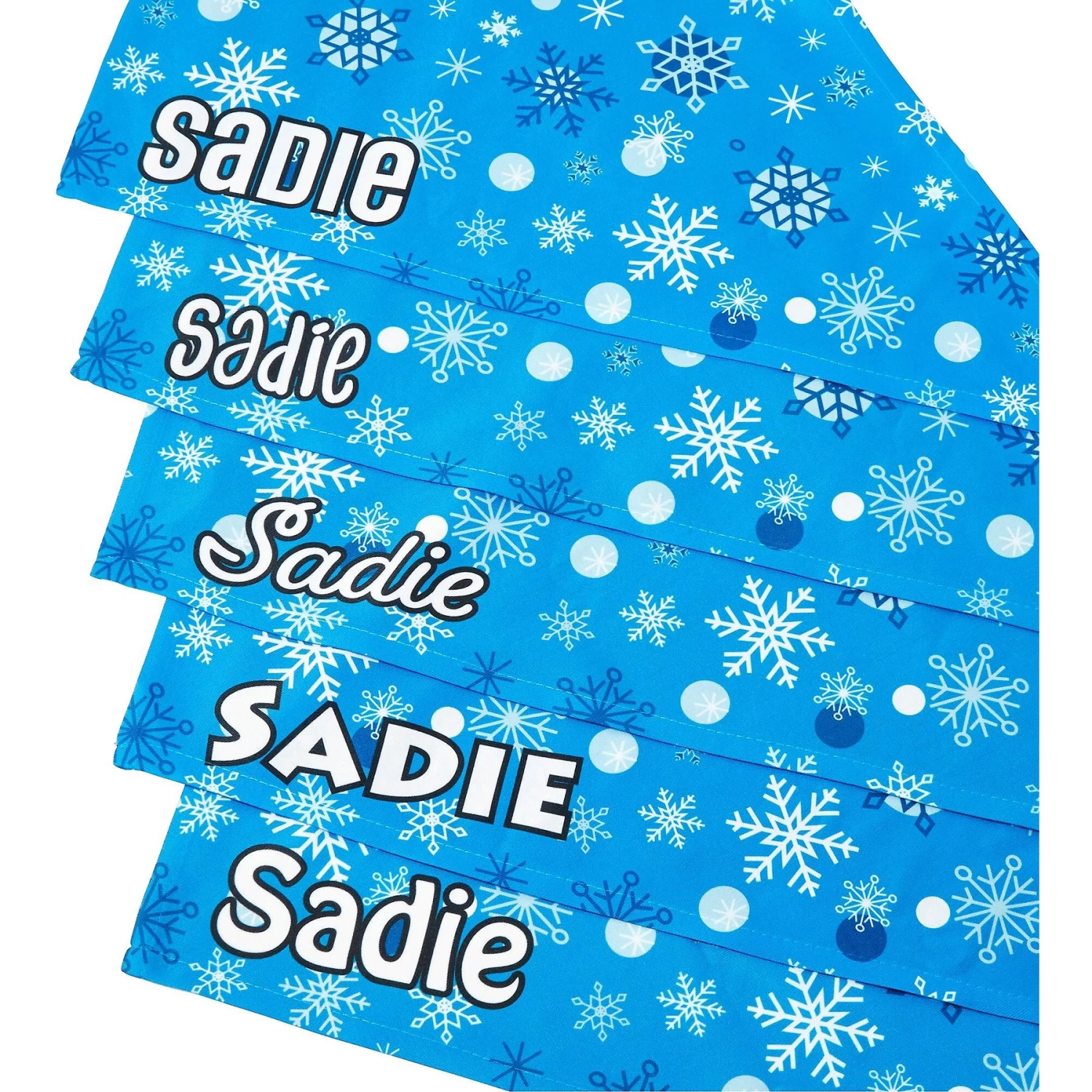 Frisco Blue Snowflakes Personalized Dog & Cat Bandana 7 Frisco Blue Snowflakes Personalized Dog & Cat Bandana - Image 5