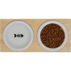 Frisco Double Elevated Cat Bowl With Wood Stand -Pet Cat Supplies Shop 256082 PT5. AC SS1800 V1615313218