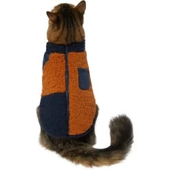 Frisco Lightweight Colorblock Dog & Cat Zippered Sherpa Fleece Vest, Blue/Brown -Pet Cat Supplies Shop 268191 PT2. AC SS1800 V1628797710