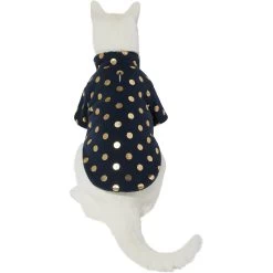Frisco Lightweight Gold Dotted Dog & Cat Jacket, Navy -Pet Cat Supplies Shop 268247 PT2. AC SS1800 V1628741286