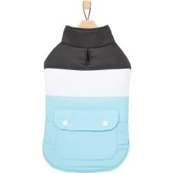 Frisco Mediumweight Colorblock Insulated Dog & Cat Puffer Coat With Pocket, Blue -Pet Cat Supplies Shop 268311 PT4. AC SS1800 V1628826737