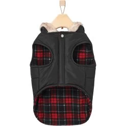Frisco Mid-Heavyweight Cinching Insulated Dog & Cat Parka, Black/Red Plaid -Pet Cat Supplies Shop 268382 PT5. AC SS1800 V1628822843