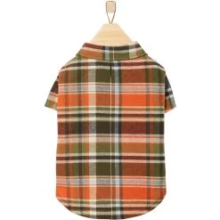 Frisco Orange & Olive Plaid Dog & Cat Flannel Shirt