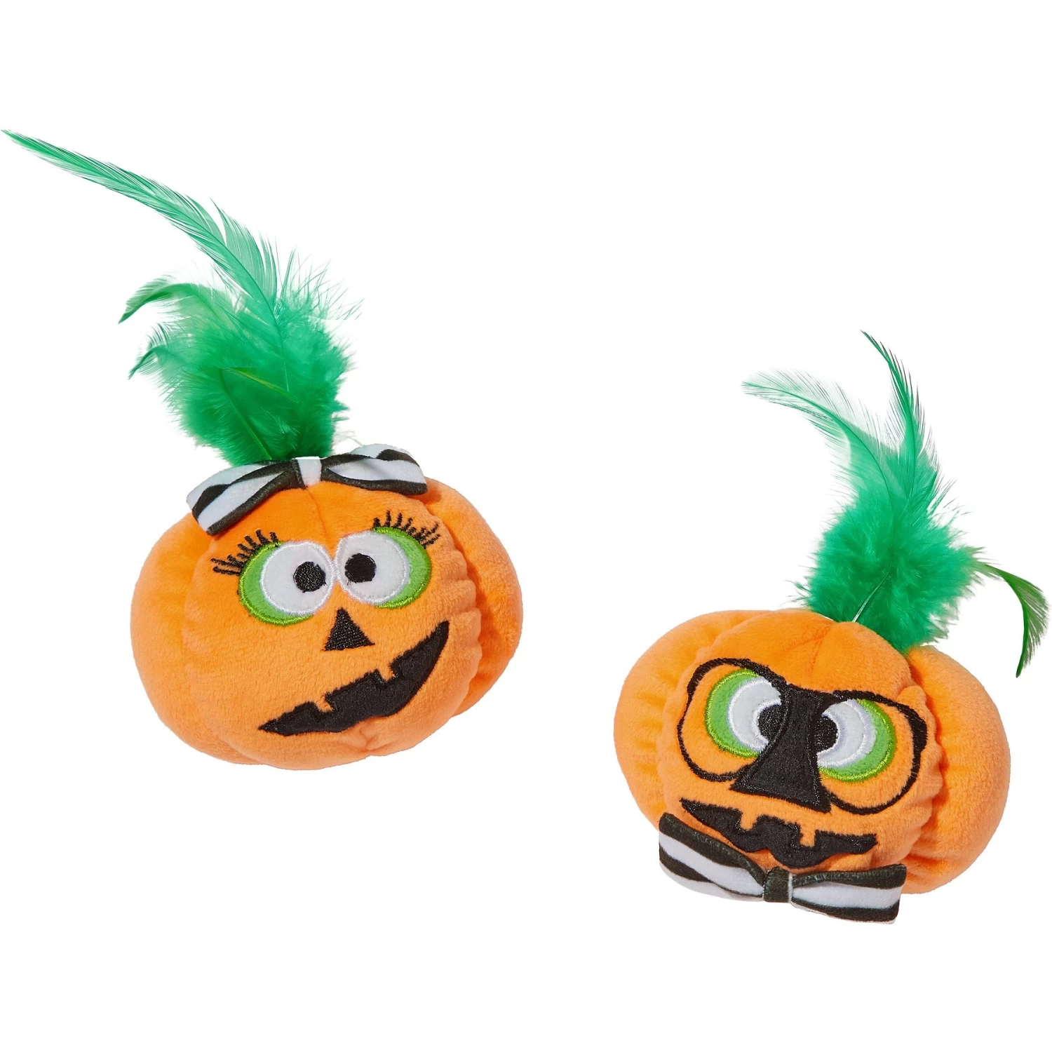 Frisco Halloween Nerdy Jack-o-Lanterns Plush Cat Toy With Catnip, 2 Count 3 Frisco Halloween Nerdy Jack-o-Lanterns Plush Cat Toy With Catnip, 2 Count