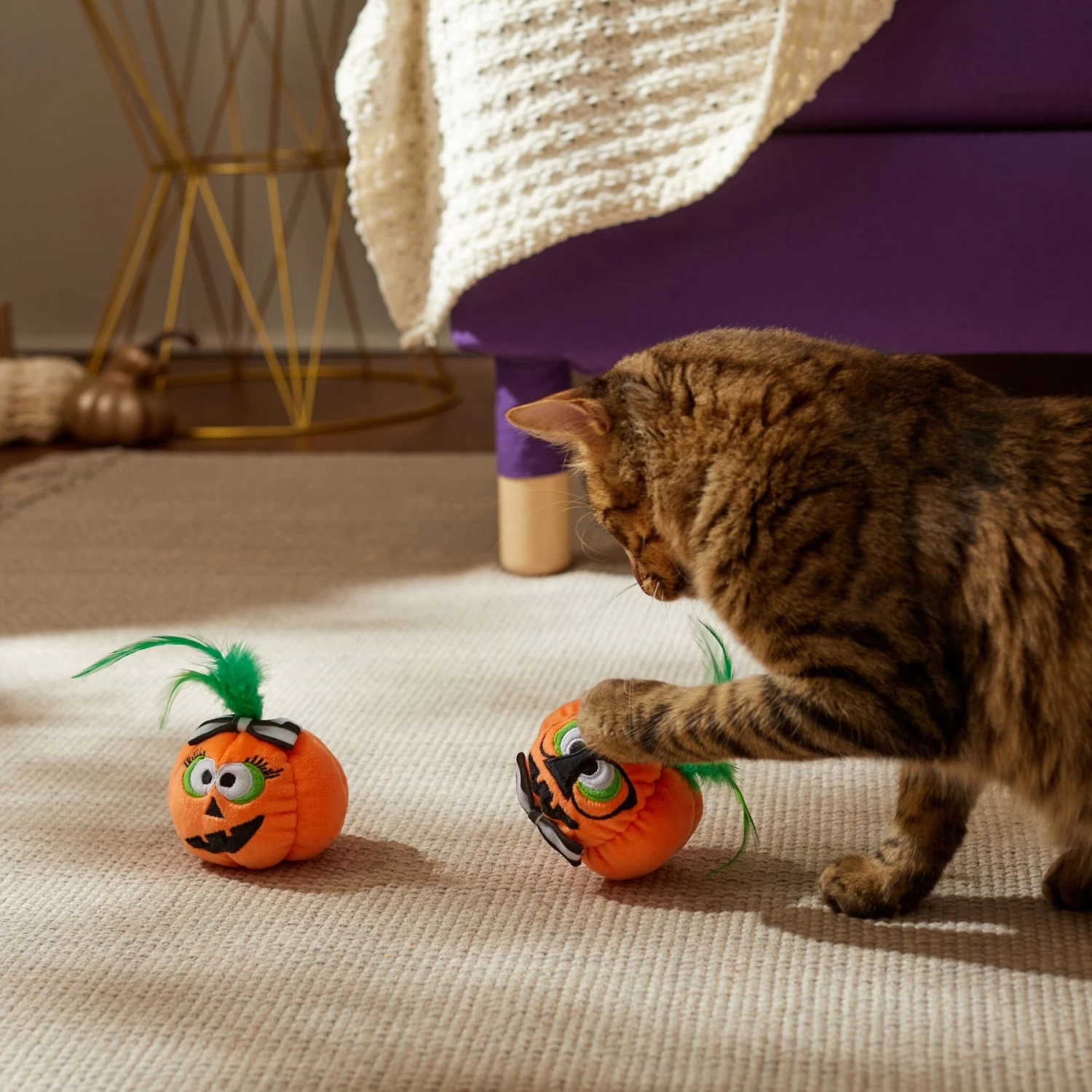 Frisco Halloween Nerdy Jack-o-Lanterns Plush Cat Toy With Catnip, 2 Count 5 Frisco Halloween Nerdy Jack-o-Lanterns Plush Cat Toy With Catnip, 2 Count - Image 3