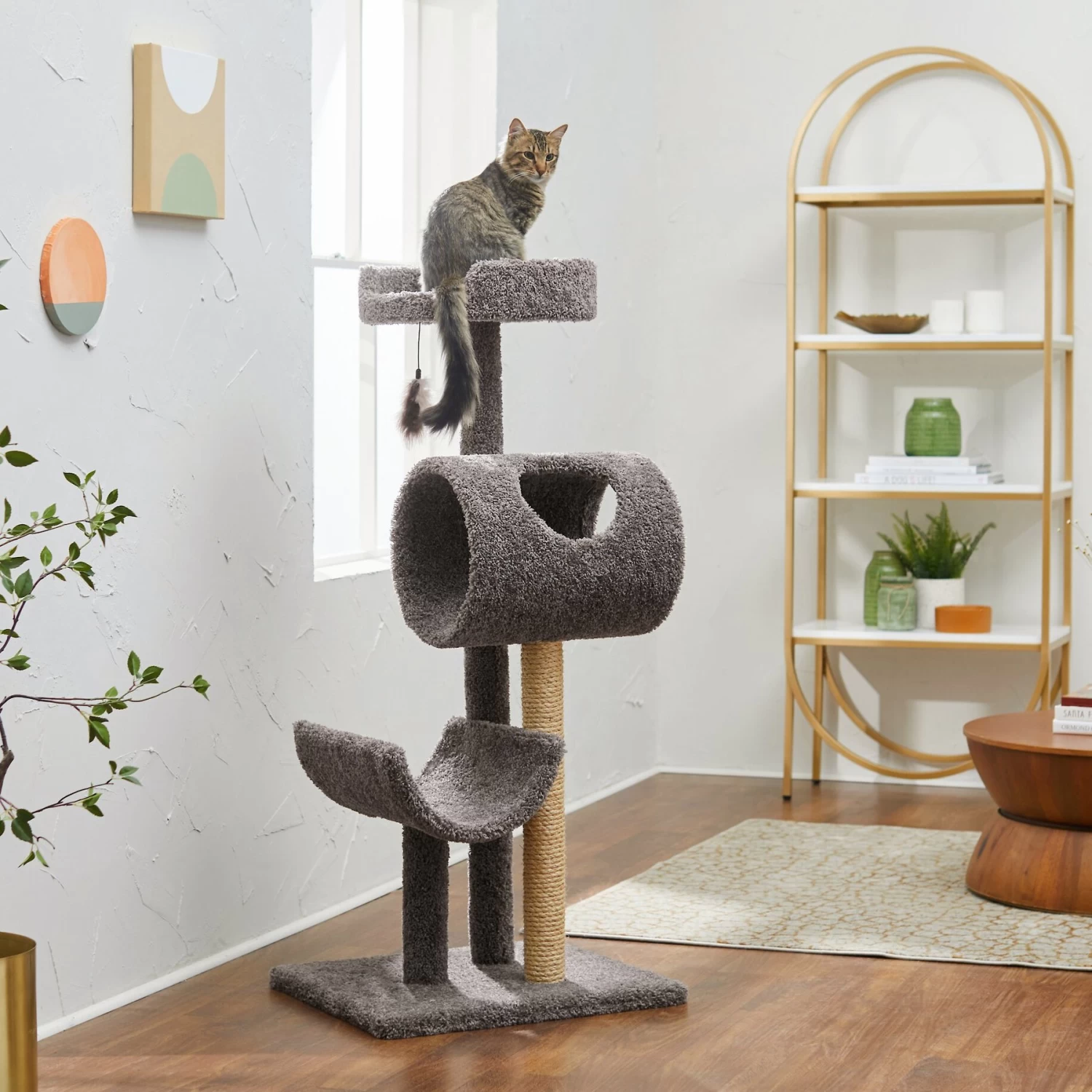 Frisco Real Carpet Cat Tree With Tunnel 3 Frisco Real Carpet Cat Tree With Tunnel