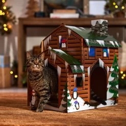 Frisco Holiday Log Cabin Cardboard Cat House -Pet Cat Supplies Shop 287287 PT4. AC SS1800 V1695045245