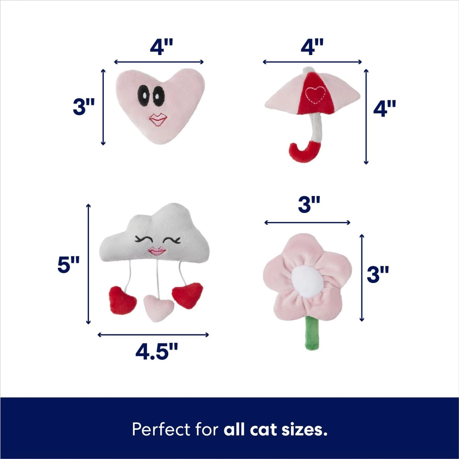 Frisco It's Raining Love Plush Cat Toy With Catnip, 4 Count 4 Frisco It's Raining Love Plush Cat Toy With Catnip, 4 Count - Image 2