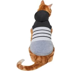 Frisco Gray Striped Dog & Cat Hoodie -Pet Cat Supplies Shop 317305 PT2. AC SS1800 V1646434346
