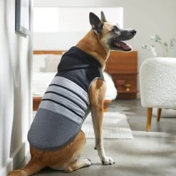Frisco Gray Striped Dog & Cat Hoodie -Pet Cat Supplies Shop 317305 PT8. AC SS1800 V1646437959