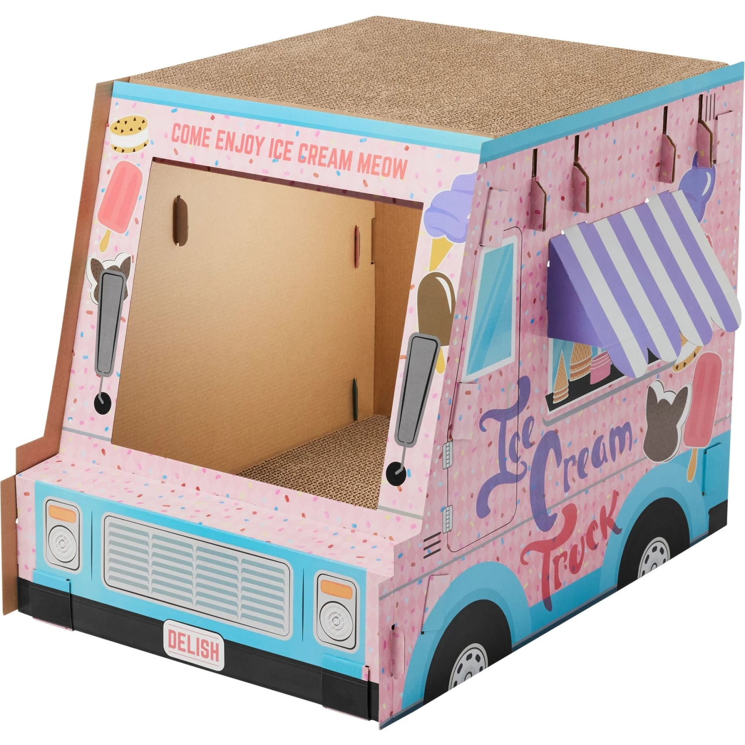 Frisco Ice Cream Truck Cardboard Cat House, 2-Story 3 Frisco Ice Cream Truck Cardboard Cat House, 2-Story