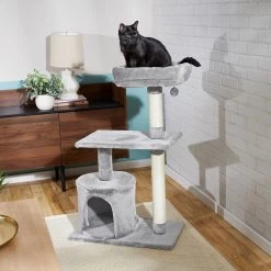 Frisco 61-in Faux Fur Cat Tree & Condo & Frisco 38-in Cat Tree With Condo, Top Perch & Toy -Pet Cat Supplies Shop 318964 PT8. AC SS1800 V1630366879