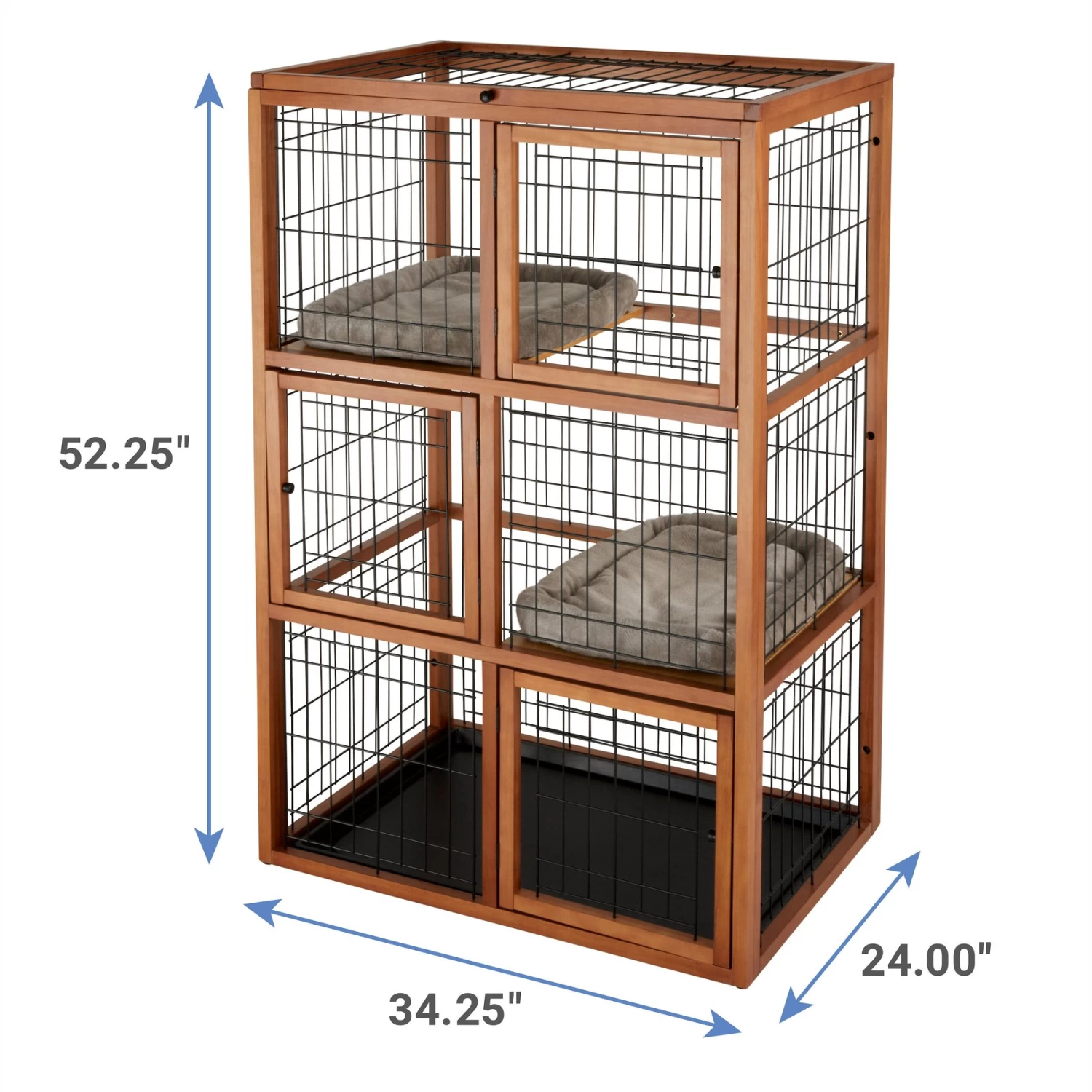 Frisco Collapsible Wood & Wire Cat Cage Playpen, 3 Level 4 Frisco Collapsible Wood & Wire Cat Cage Playpen, 3 Level - Image 2