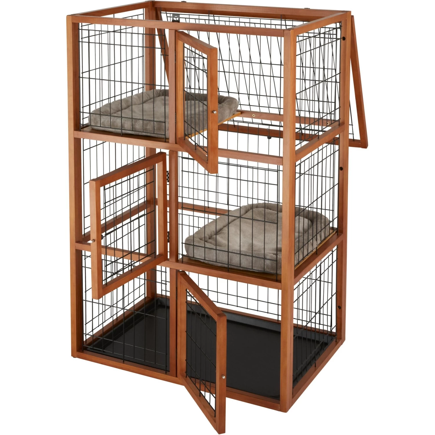 Frisco Collapsible Wood & Wire Cat Cage Playpen, 3 Level 5 Frisco Collapsible Wood & Wire Cat Cage Playpen, 3 Level - Image 3