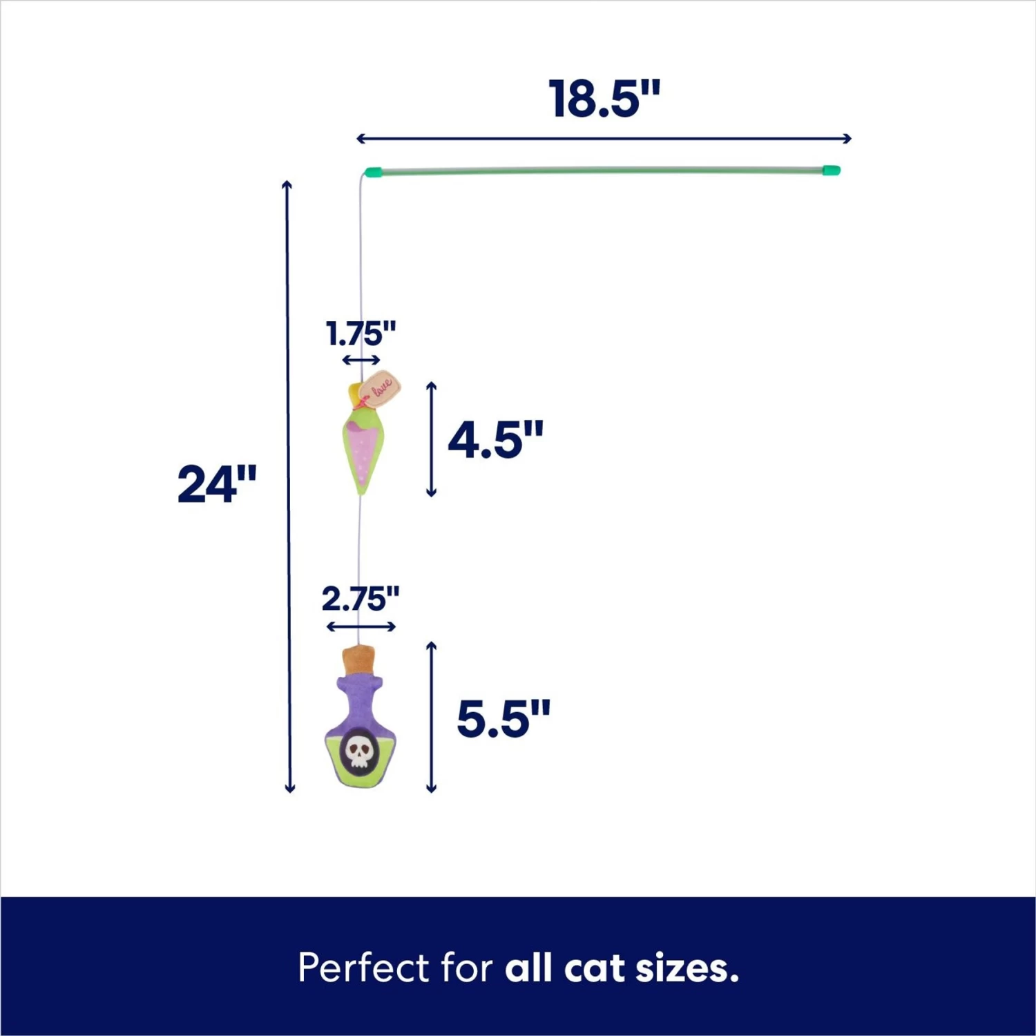 Frisco Halloween Potion Teaser Wand Cat Toy With Catnip 4 Frisco Halloween Potion Teaser Wand Cat Toy With Catnip - Image 2