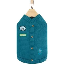 Frisco Teal Button Down Dog & Cat Sweater -Pet Cat Supplies Shop 353580 PT4. AC SS1800 V1659727011