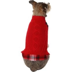 Frisco Plaid Cable Knit Dog & Cat Sweater -Pet Cat Supplies Shop 353611 PT2. AC SS1800 V1659007313