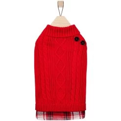 Frisco Plaid Cable Knit Dog & Cat Sweater -Pet Cat Supplies Shop 353611 PT4. AC SS1800 V1659726603