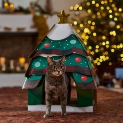 Frisco Holiday Christmas Tree Cardboard Cat House -Pet Cat Supplies Shop 360879 PT4. AC SS1800 V1695648149