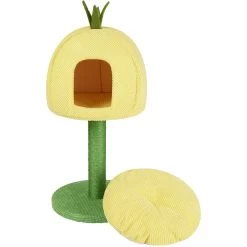 Frisco Pineapple 33.5" Plush Cat Scratching Post And Condo -Pet Cat Supplies Shop 371361 PT3. AC SS1800 V1664373498