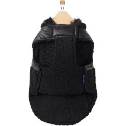 Frisco Medium Weight Faux Leather Dog & Cat Parka With Faux Fur Trimmed Hood, Black -Pet Cat Supplies Shop 719798 PT4. AC SS1800 V1692978852