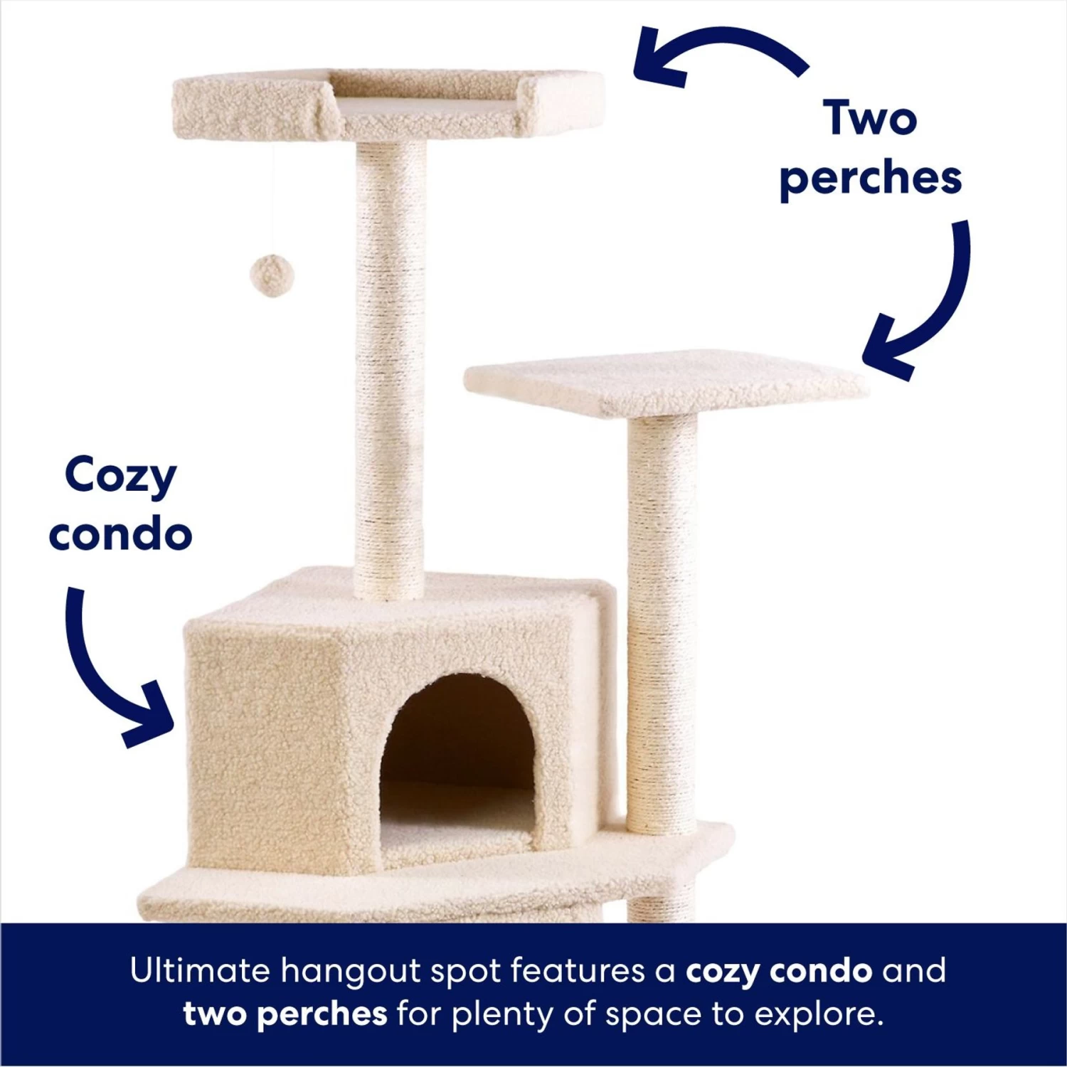 Frisco 52-in Faux Fur Cat Tree & Condo 6 Frisco 52-in Faux Fur Cat Tree & Condo - Image 4