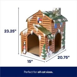 Frisco Holiday Log Cabin Cardboard Cat House & Frisco Holiday Santa's Workshop Cardboard Cat House -Pet Cat Supplies Shop 986198 PT2. AC SS1800 V1698257738