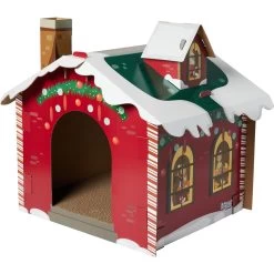 Frisco Holiday Log Cabin Cardboard Cat House & Frisco Holiday Santa's Workshop Cardboard Cat House -Pet Cat Supplies Shop 986198 PT5. AC SS1800 V1698257790